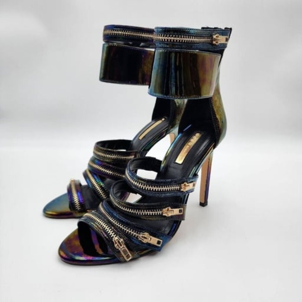 BCBGeneration Black Casey Sexy Metallic Shimmer Party Heels Shoes 6.5 NEW IN BOX - Picture 3 of 11